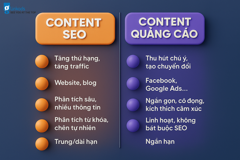 Sự Khác Nhau Giữa Content Cho SEO Và Content Cho Quảng Cáo