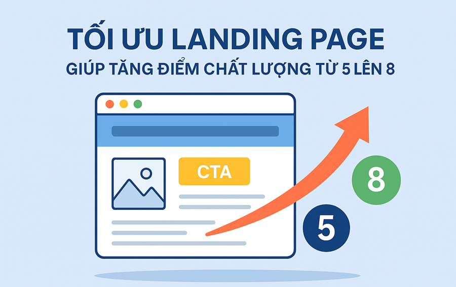 Tối ưu landing page giúp tăng điểm chất lượng từ 5 lên 8