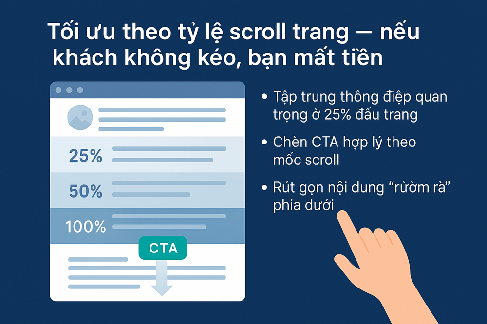 Tối ưu theo tỷ lệ scroll trang – nếu khách không kéo, bạn mất tiền