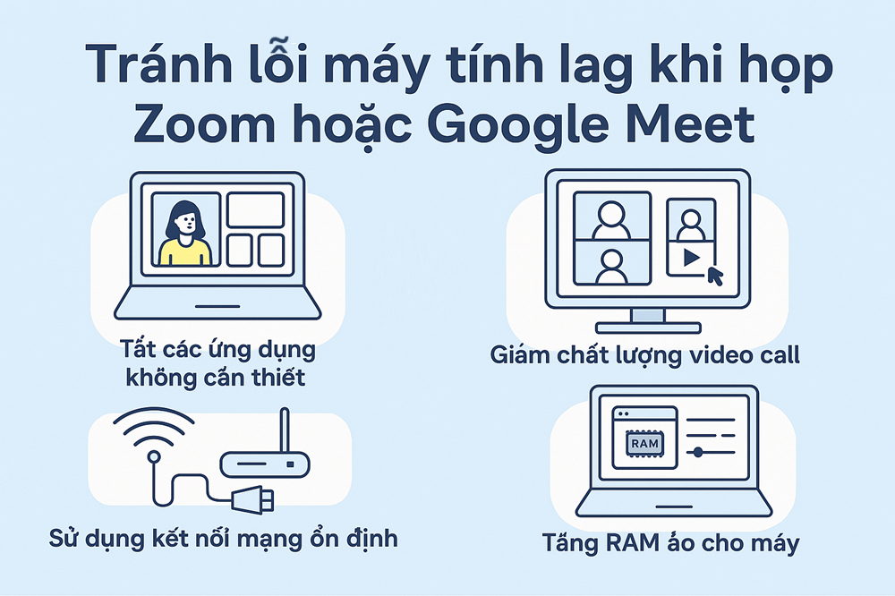 Tránh lỗi máy tính lag khi họp Zoom hoặc Google Meet